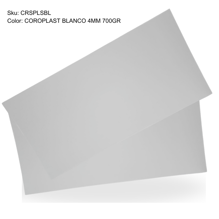 COROPLAST BLANCO 4MM 700GR DE 1.22X2.44 MTS