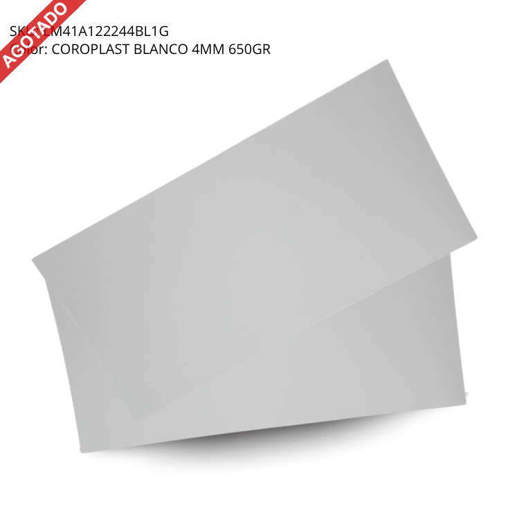 COROPLAST BLANCO 4MM 650GR DE 1.22X2.44 MTS